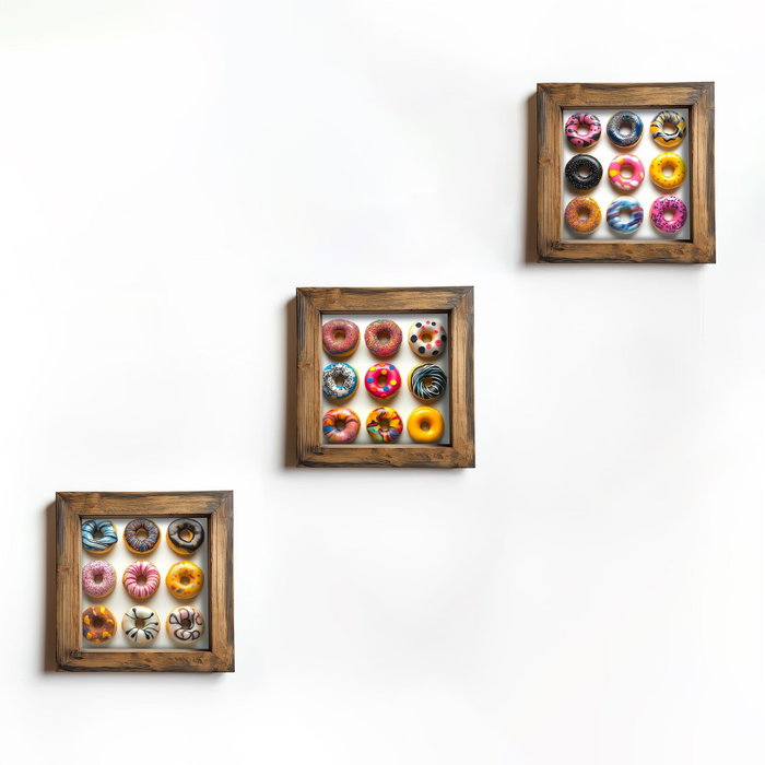Wallity UKZM062 Conjunto de 3 Pinturas Decorativas Multicolor con Marco de Madera